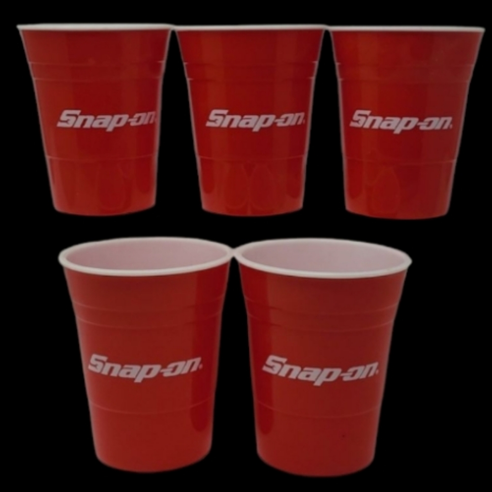 5 SNAP-ON TOOLS RED SOLO THICK PLASTIC REUSABLE CUPS